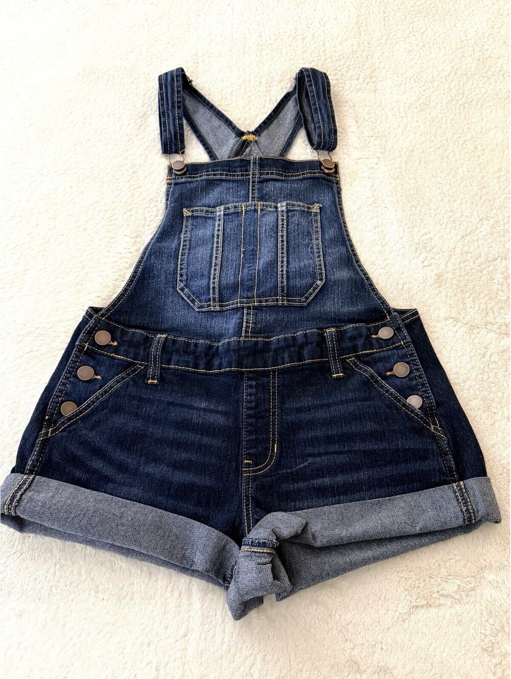 No Boundaries Girls Denim Overall Shorts Relaxed Fit Size M 7-9 Blue Jean Romper
